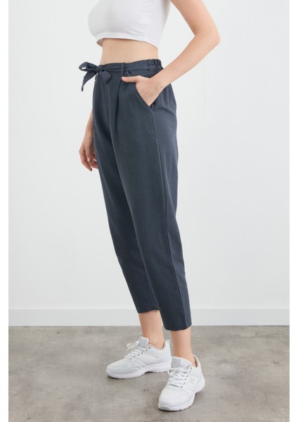 Beli Bağlamalı Straight Keten Pantolon modelleri