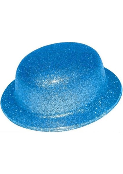 Mavi Renk Simli Melon Yuvarlak Parti Şapkası 24x26 cm fiyatları