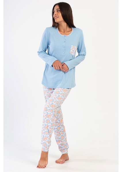 Kadın Interlok Uzun Kol Pijama Takım , 404141