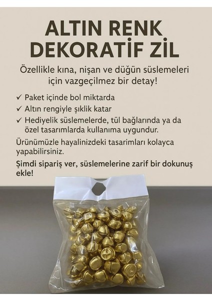 Altın Renk Dekoratif Zil 100 'lü