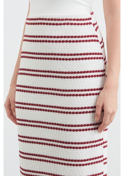 Çizgili Beli Lastikli Triko Etek indirimleri