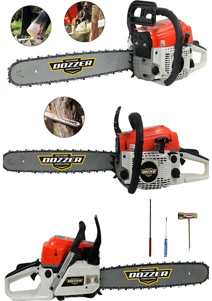 Çift Egzozlu 2.1 Hp 52CC Ağaç Odun Dal Kesim Benzinli Ağaç Motoru