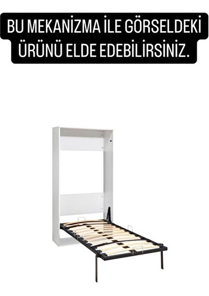 Akıllı Mobilya Tek Kişilik Dikey Açılır Duvar Yatağı Mekanizması (Kendi̇ Duvar Yatağini Yap) 100X200 cm