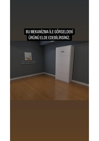 Akıllı Mobilya Tek Kişilik Dikey Açılır Duvar Yatağı Mekanizması (Kendi̇ Duvar Yatağini Yap) 100X200 cm