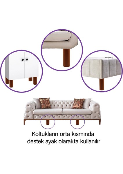 2 Adet Silindir Destek Ayağı 12 cm Kahverengi Gizli Mobilya Kanepe Baza Koltuk Ayakları Metrik 8 Civatalı Ince Diş modelleri