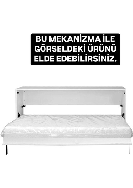 Akıllı Mobilya Ahşap Kasalı Yatay Duvar Yatağı Mekanizması (Kendi Duvar Yatağını Yap) 160X200 cm modelleri