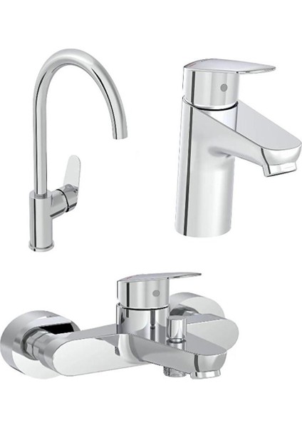 Flow Round Lavabo Musluk, Eviye Mutfak ve Banyo Batarya Seti