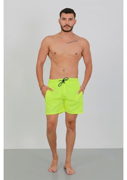 Akbeniz Erkek Fermuarlı Cepli Deniz Şortu Neon Yeşil