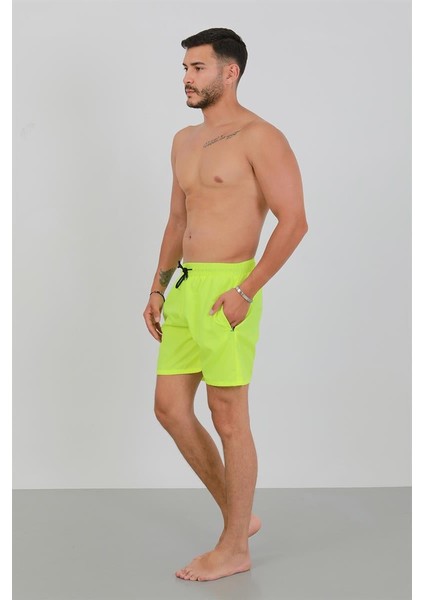 Akbeniz Erkek Fermuarlı Cepli Deniz Şortu Neon Yeşil modelleri