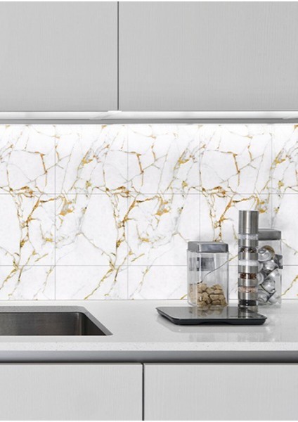 30X60 cm Gold Damar Mermer Desenli Kendinden Yapışkanlı Mutfak Banyo Wc Kaplama Pvc Panel MR10