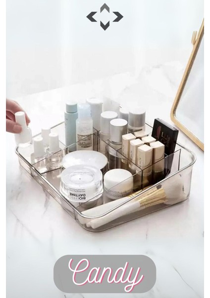 Beyaz Masaüstü Makyaj ve Takı Organizeri, Kristal Kalemlik, Düzenleyici