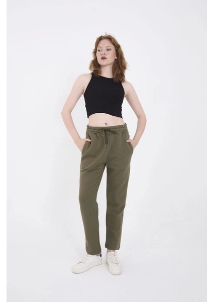 Unisex Üç Iplik Basic Eşofman Pantolon - Haki