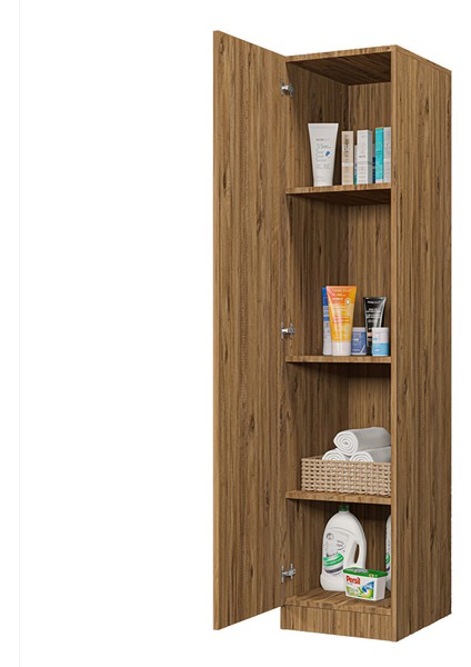 Atlantik Çam Tek Kapaklı 4 Raflı Çok Amaçlı Mutfak Kiler ve Banyo Dolabı fırsatları