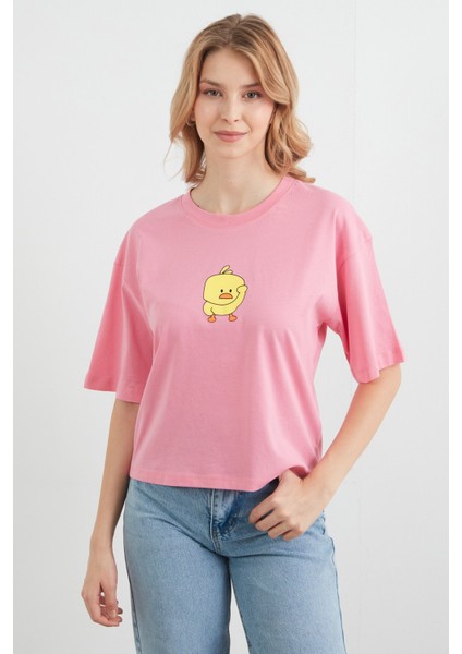 Civciv Baskılı Kısa Kol Tişört