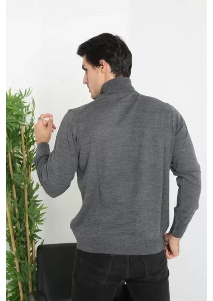 Unisex Tam Boğazlı Balıkçı Yaka Dokuma Triko - Füme fiyatları