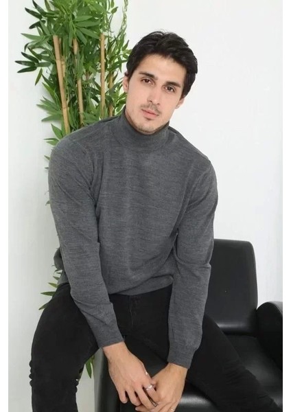 Unisex Tam Boğazlı Balıkçı Yaka Dokuma Triko - Füme fırsatları