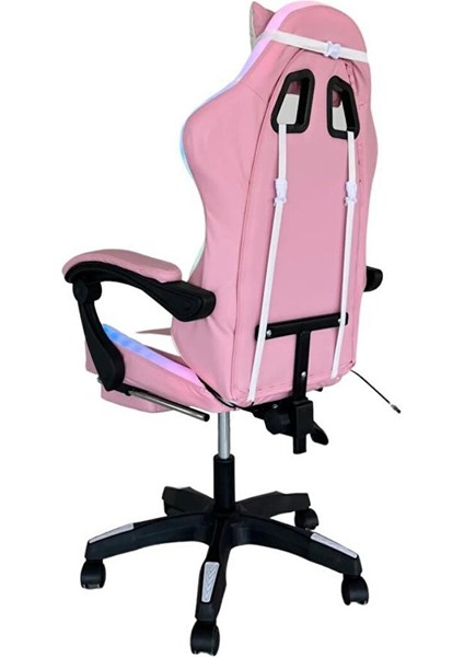 Pink Star Işıklı - Masaj Özellikli Oyuncu Koltuğu Pembe-Beyaz Pembe fırsatları