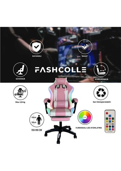 Pink Star Işıklı - Masaj Özellikli Oyuncu Koltuğu Pembe-Beyaz Pembe indirimleri