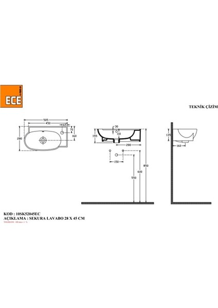 Sekura 45 cm Lavabo fiyatları
