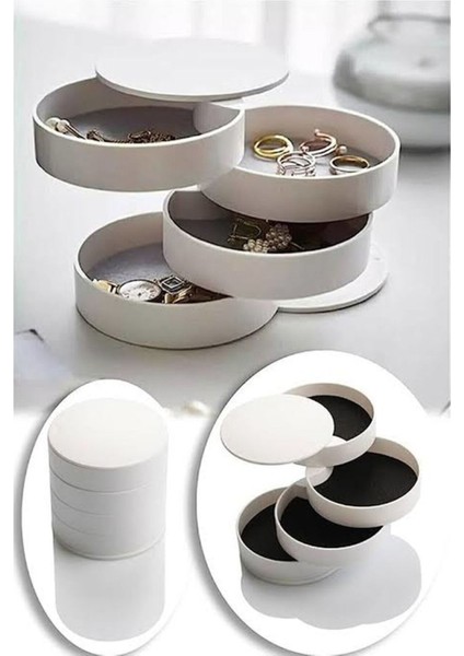 4 Katlı Silindir Takı Organizeri, Beyaz, Şık ve Kullanışlı Takı Kutusu modelleri
