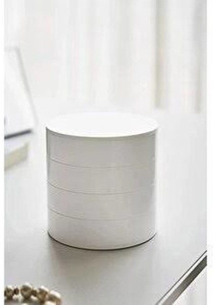 4 Katlı Silindir Takı Organizeri, Beyaz, Şık ve Kullanışlı Takı Kutusu indirimleri