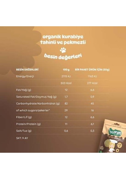Humm Organik Tahinli ve Pekmezli Vegan Kurabiye 55 Gr indirimleri