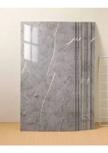 30X60 cm Gri Mermer Desenli Kendinden Yapışkanlı Seramik Köpük Banyo Wc Kaplama Pvc Duvar Paneli