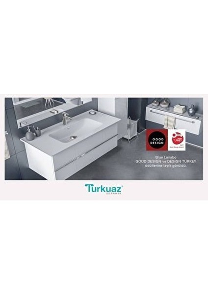 Turkuaz Cerastyle Blue Etajer Uyumlu (Damlalıklı) Lavabo 60*47 cm fiyatları