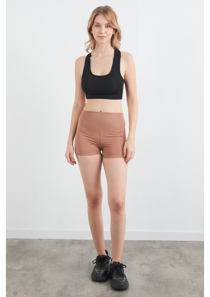 Active Yazı Baskılı Dalgıç Kumaş Biker Tayt