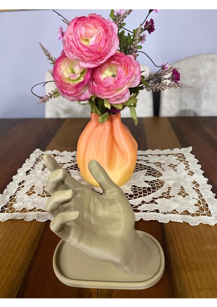 Bej El Şekilli Takı Tutucu, Şık ve Fonksiyonel Aksesuar Standı