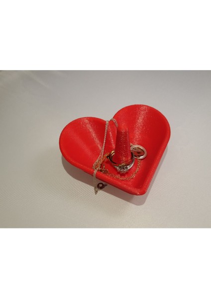 Kalp Şekli Takı ve Küpe Standı, Organizer, Kırmızı Renk