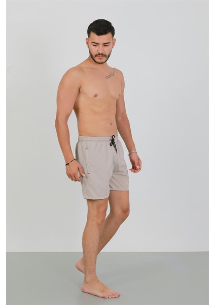 Akbeniz Erkek Fermuarlı Cepli Deniz Şortu Bej modelleri