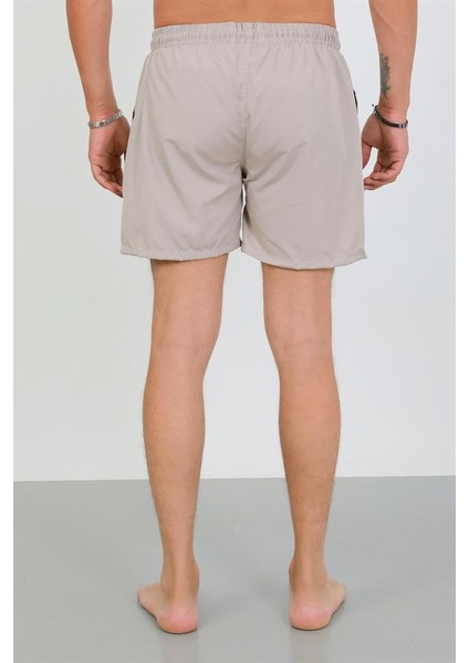 Akbeniz Erkek Fermuarlı Cepli Deniz Şortu Bej