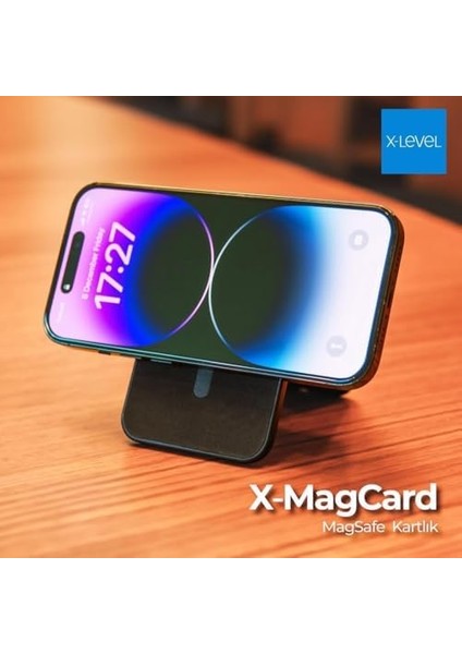 Magsafe Ile Uyumlu Deri Kartlık, Iphone 12/13/14/15/16 Modelleri ile Uyumlu, 5 Kart Kapasiteli, Açılır Kapanabilir Stand Olma Özellikli, Hafif ve Şık Tasarım, MC2500, Siyah modelleri