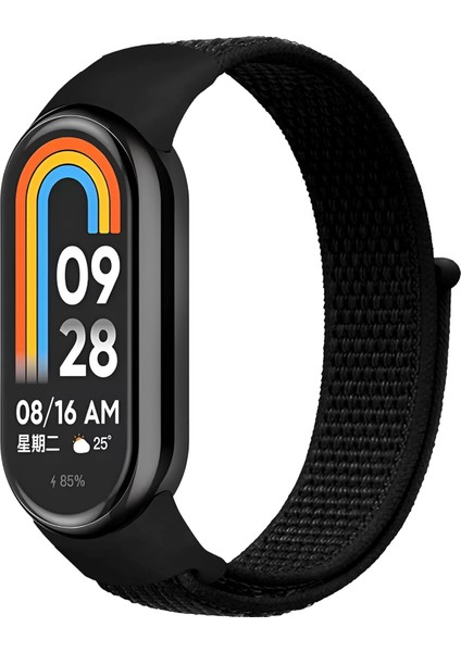 Xiaomi Mi Band 8 Ile Uyumlu Hafif ve Bileği Rahatsız Etmeyen Bilek Ölçüsüne Göre Ayarlanabilen Cırt Cırtlı Tasarım Kaliteli Hasır Örme Kumaş Kordon