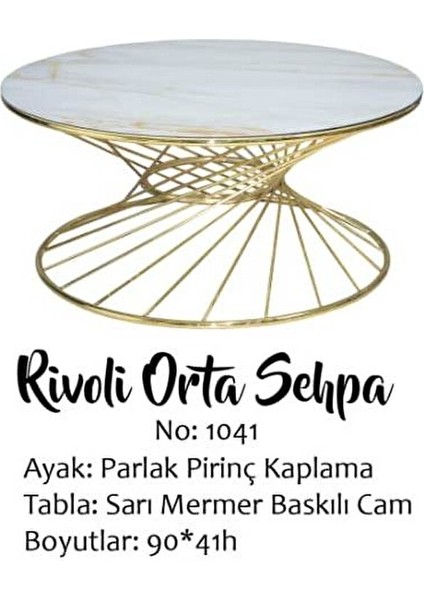Brc 17549 Orta Sehpa Ri̇voli̇ Model Beyaz Mermer Cam Metal Gold Renk Kaplam El Yapı fırsatları