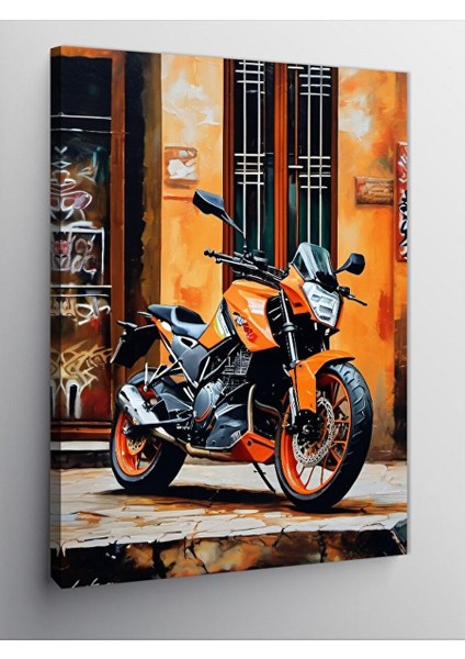 Kanvas Tablo Turuncu Enduro Motosiklet 70X100 cm