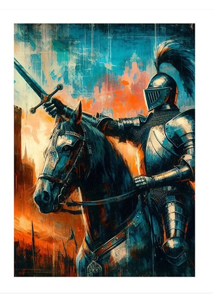 Şövalye Desenli Ahşap Tablo 35CM X50CM 35X50 cm