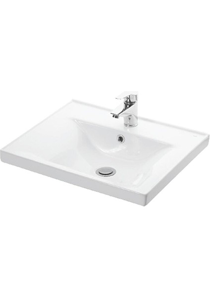 Sava 55 cm Dolap Uyumlu Etejerli Kalın Bantlı Lavabo - 2055