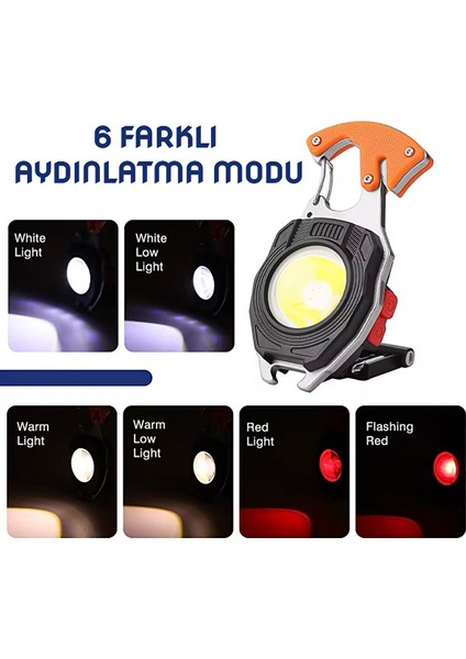 Wison Çok Fonksiyonlu Şarjlı Anahtarlıklı Fener Turuncu (WS-5050) modelleri
