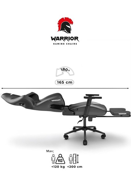 Warrior Kratos Oyuncu Koltuğu - Jet Black - Ayak Uzatmalı Profesyonel Bilgisayar Sandalyesi Antrasit
