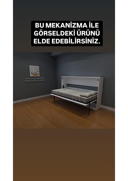 Tek Kişilik Yatay Açılır Duvar Yatağı Mekanizması 90X190 cm