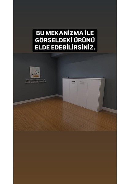 Tek Kişilik Yatay Açılır Duvar Yatağı Mekanizması 90X190 cm
