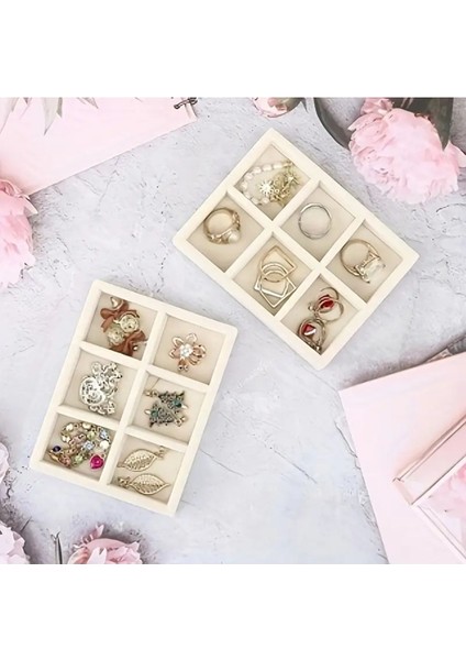 6 Bölmeli Bej Takı ve Makyaj Düzenleyici Tepsi fiyatları