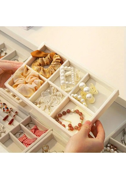 6 Bölmeli Bej Takı ve Makyaj Düzenleyici Tepsi fırsatları