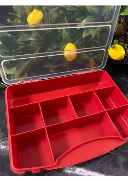 8 Bölmeli Kırmızı Organizer Kutu, Düzenli ve Şık Depolama Çözümü modelleri