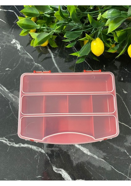 8 Bölmeli Kırmızı Organizer Kutu, Düzenli ve Şık Depolama Çözümü