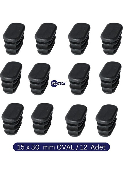 15 x 30 mm Oval Sert Plastik Boru Profil Iç Geçme Tapa - 12 Adet