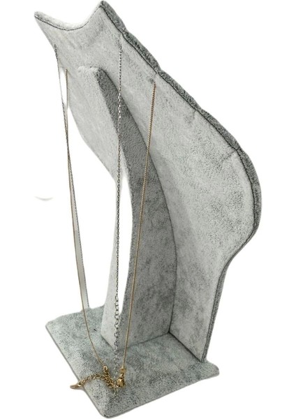 Yerli Üretim Süet Gri Kolye Göstergesi, Şık ve Tarzlı Takı Sergileme Mankeni fırsatları