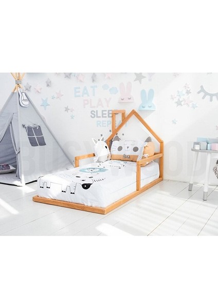 Ahşap Montessori Karyola - Masif Ahşap Karyola - Montessori Çocuk ve Bebek Yatak Opmont-01 60X120 cm
